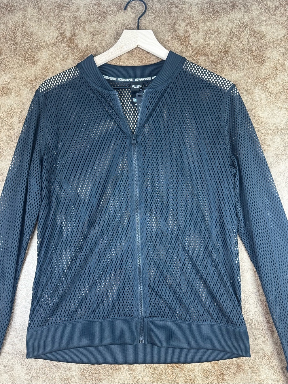 Victoria Sport Black Mesh Zip-Up Bomber Jacket Women’s Medium
